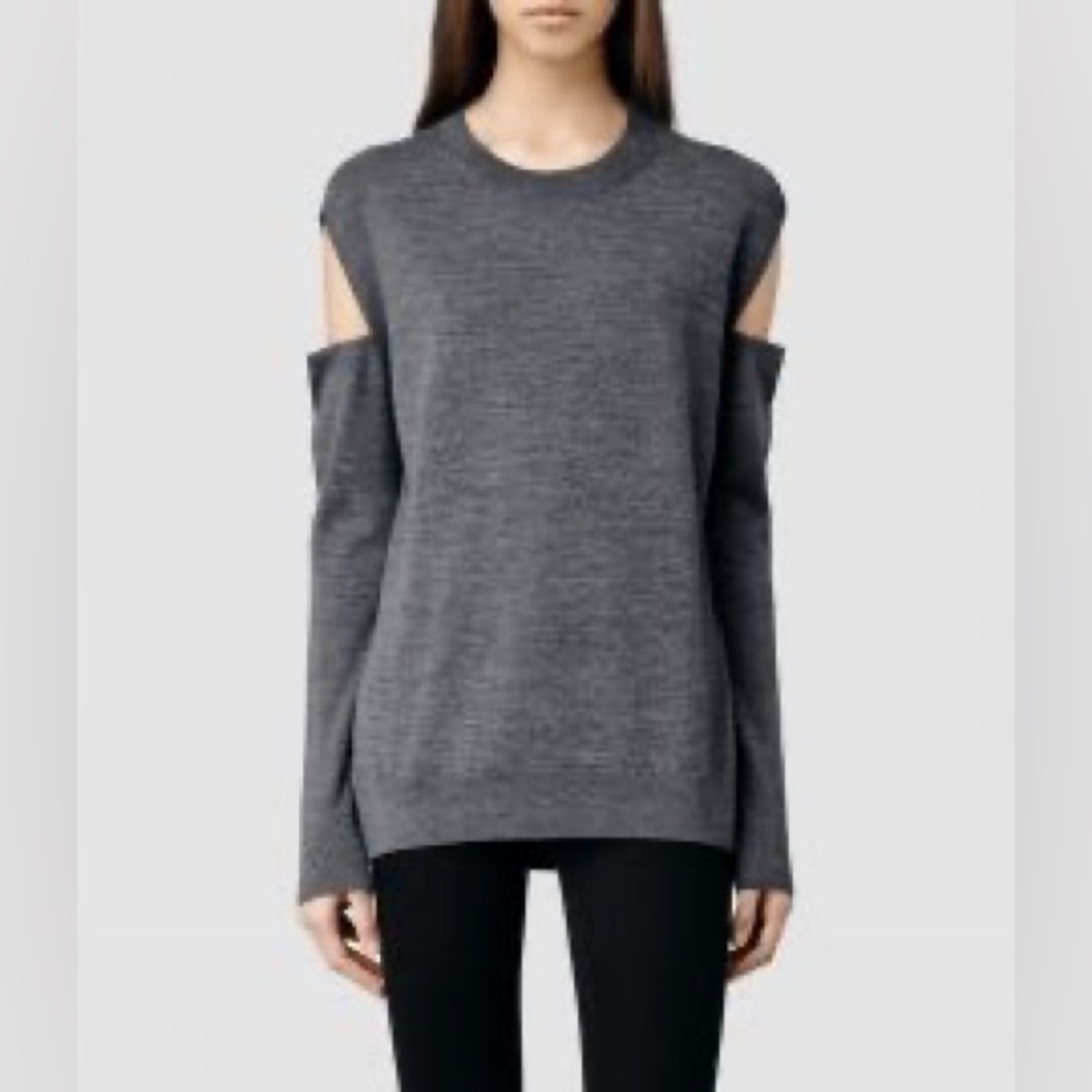 AllSaints cold-shoulder merino wool sweater